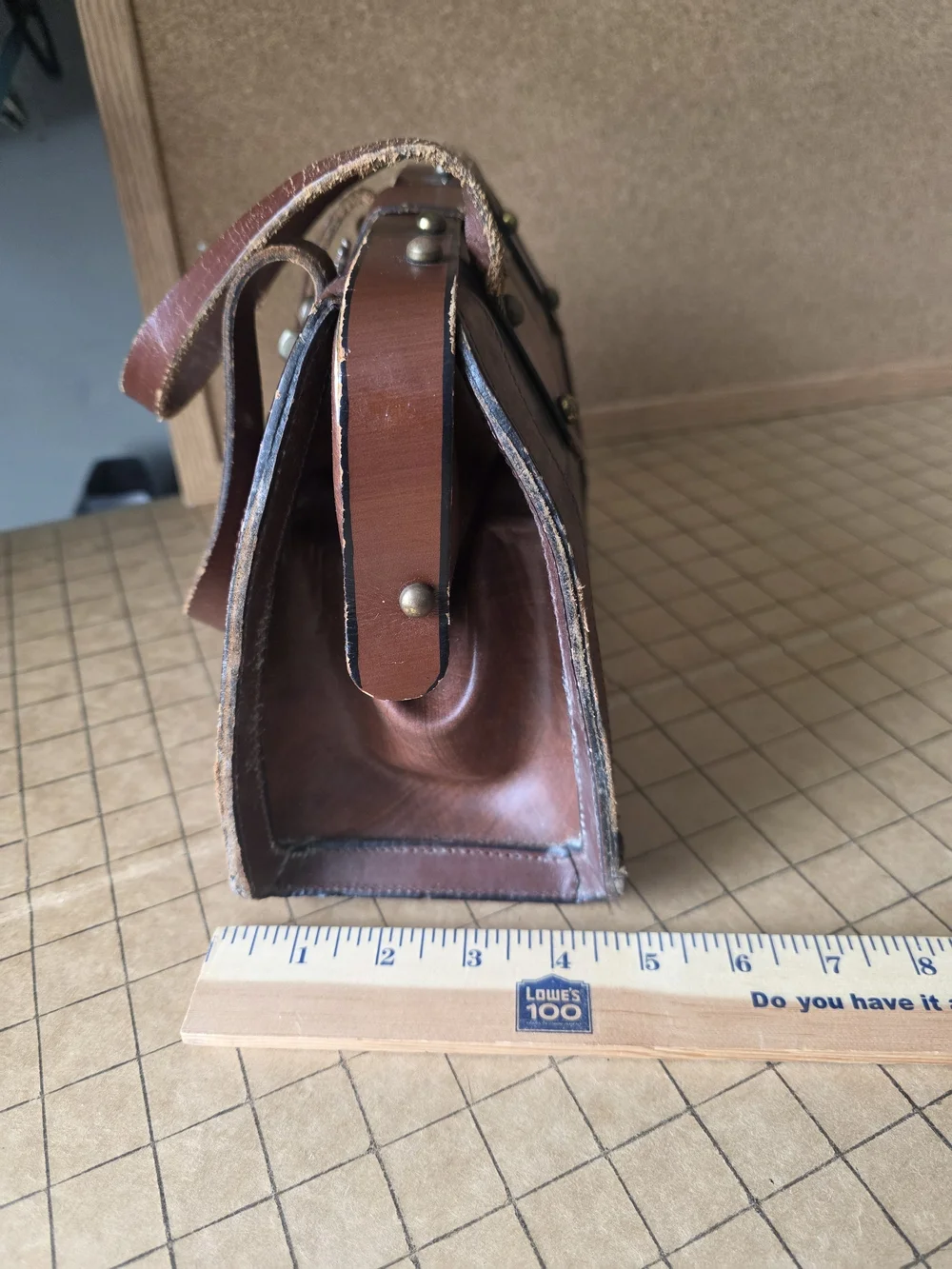 Burlington Patchwork Leather Frame Satchel  Vintage Boho Handbag